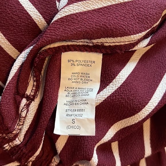 Ambiance romper jumpsuit strapless front tie red burgundy white striped small - Picture 8 of 9